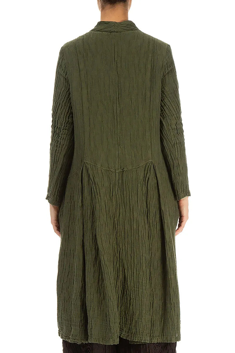 Buttoned Crinkled Forest Mist Silk Jacket 2