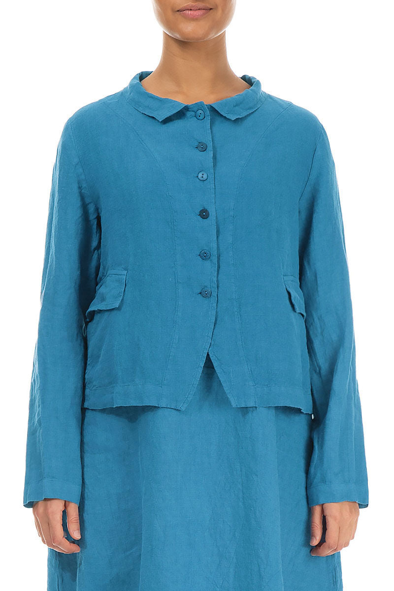 Buttoned Denim Linen Jacket