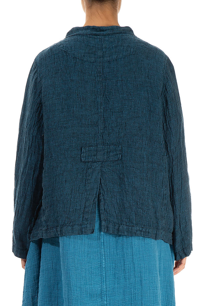 Buttoned Denim Mélange Linen Jacket