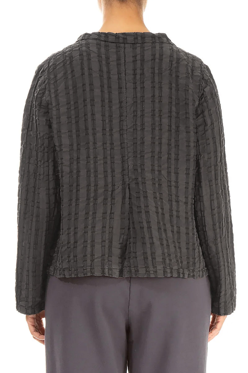 Buttoned Forest Brown Checkered Linen Cotton Jacket 2