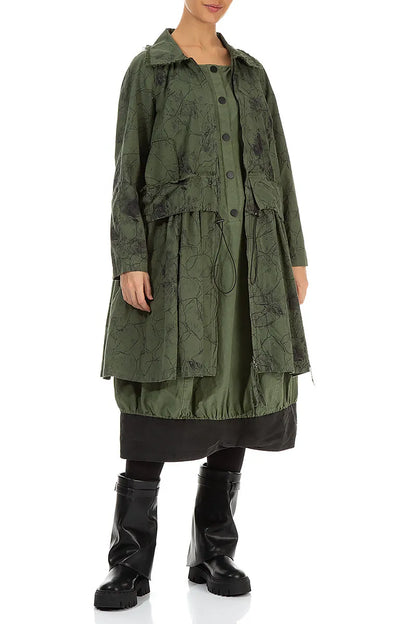 Buttoned Forest Mist Cotton Pinafore Dress 5