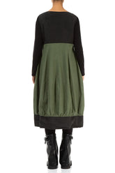 Buttoned Forest Mist Cotton Pinafore Dress 2