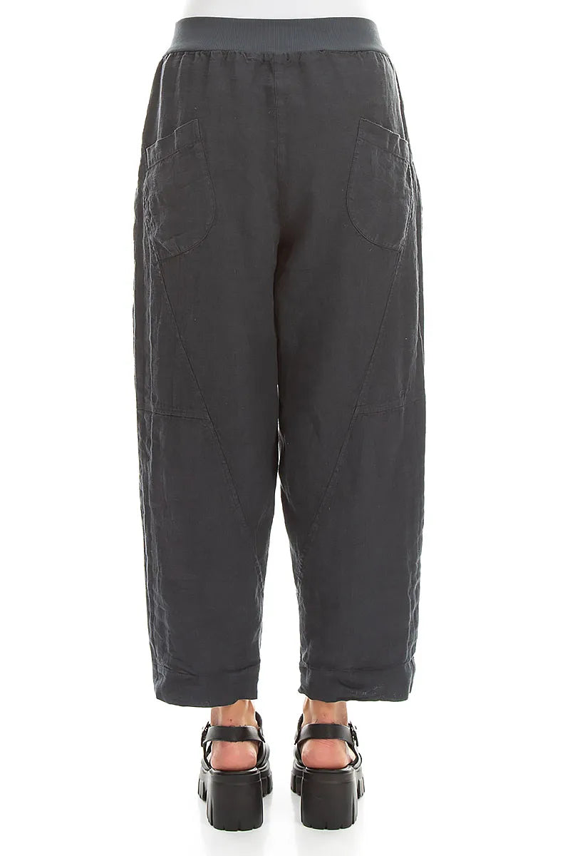 Pantalon en lin graphite boutonné