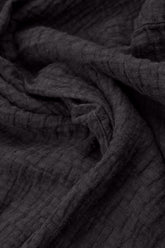 Buttoned Graphite Textured Linen Jacket 5