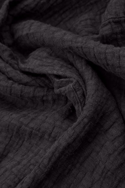 Buttoned Graphite Textured Linen Jacket 5