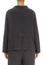 Buttoned Graphite Textured Linen Jacket 2