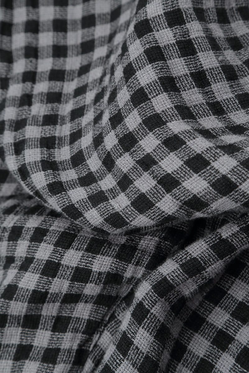 Buttoned Grey Check Linen Jacket