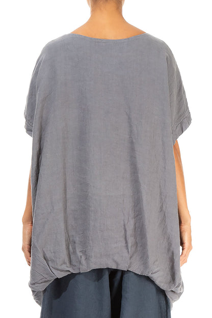 Buttoned Loose Grey Linen Vest