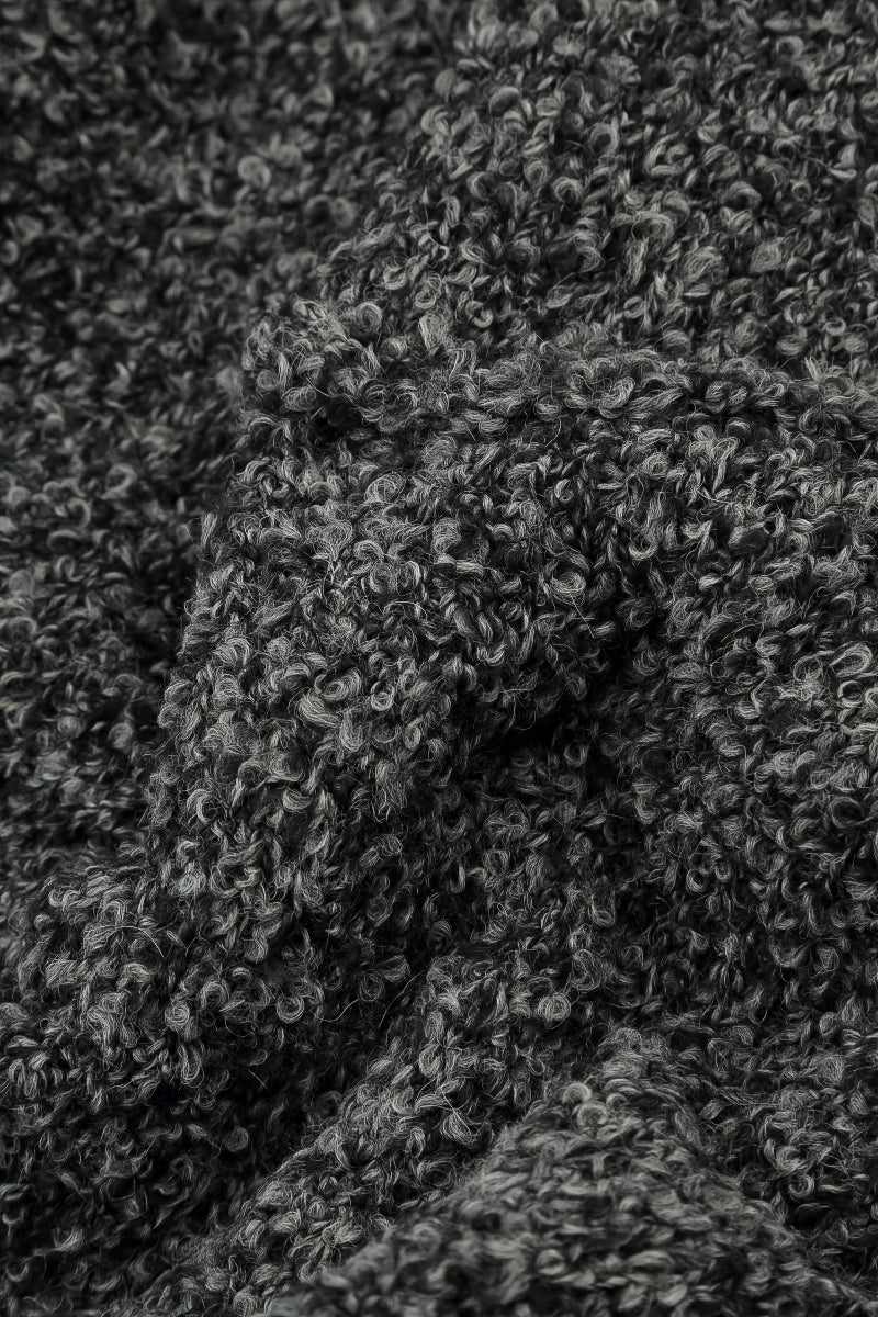 Buttoned Mélange Grey Alpaca Wool Cardigan 5