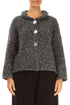 Buttoned Mélange Grey Alpaca Wool Cardigan 1
