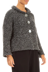 Buttoned Mélange Grey Alpaca Wool Cardigan 3