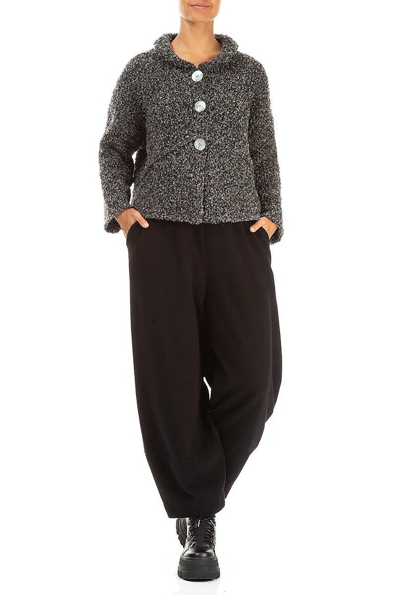 Buttoned Mélange Grey Alpaca Wool Cardigan 4