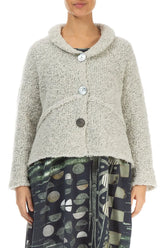 Buttoned Mélange Pearl Alpaca Wool Cardigan 1