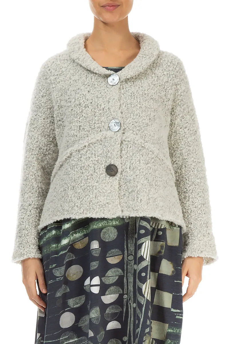 Buttoned Mélange Pearl Alpaca Wool Cardigan 1