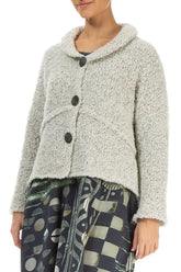 Buttoned Mélange Pearl Alpaca Wool Cardigan 3