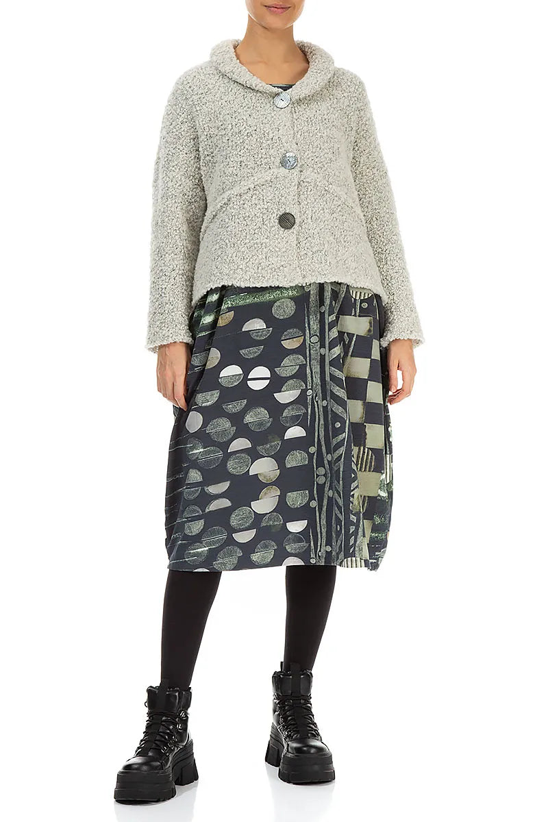 Buttoned Mélange Pearl Alpaca Wool Cardigan 5