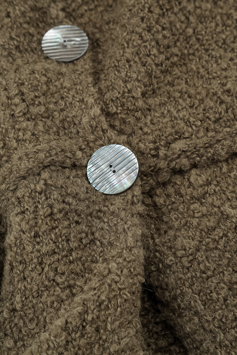Buttoned Moss Brown Alpaca Wool Cardigan 5