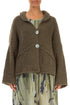 Buttoned Moss Brown Alpaca Wool Cardigan 1