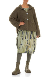 Buttoned Moss Brown Alpaca Wool Cardigan 4