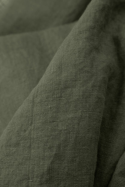 Buttoned Olive Linen Dress