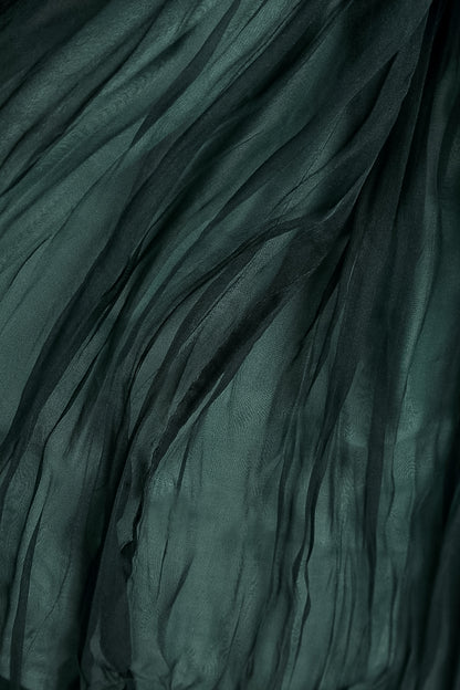 Buttoned Peacock Silk Chiffon Jacket 5