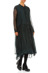 Buttoned Peacock Silk Chiffon Jacket 3