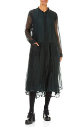 Buttoned Peacock Silk Chiffon Jacket 4