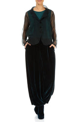 Buttoned Short Peacock Silk Chiffon Jacket 4