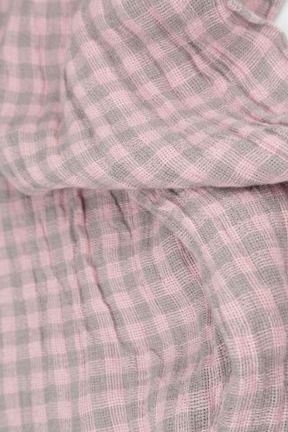 Buttoned Pink Check Linen Dress 6