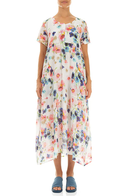 Buttoned Primrose Silk Cotton Dress