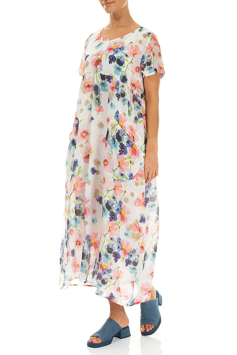 Buttoned Primrose Silk Cotton Dress