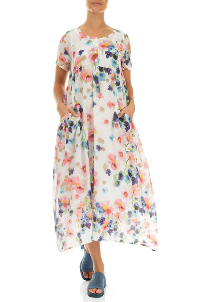Buttoned Primrose Silk Cotton Dress