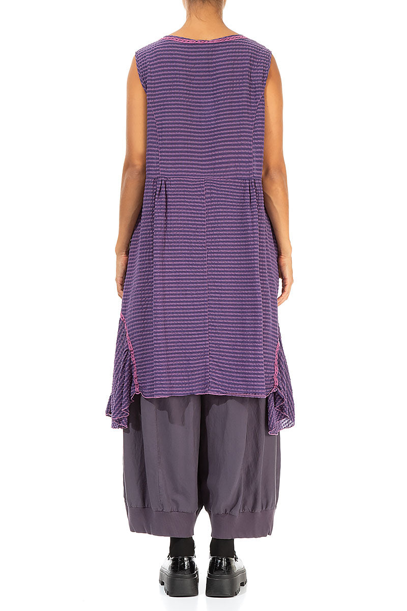 Buttoned Purple Textured Silk Tunic