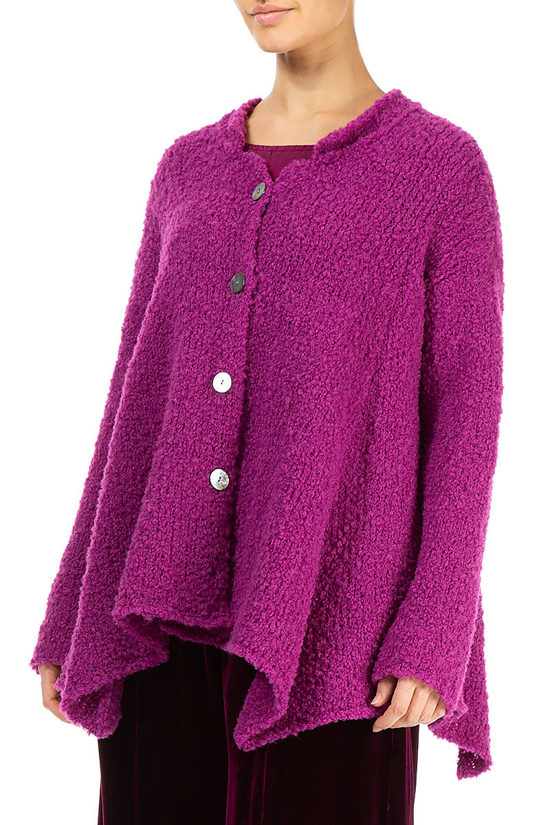 Buttoned Royal Fuchsia Alpaca Wool Cardigan