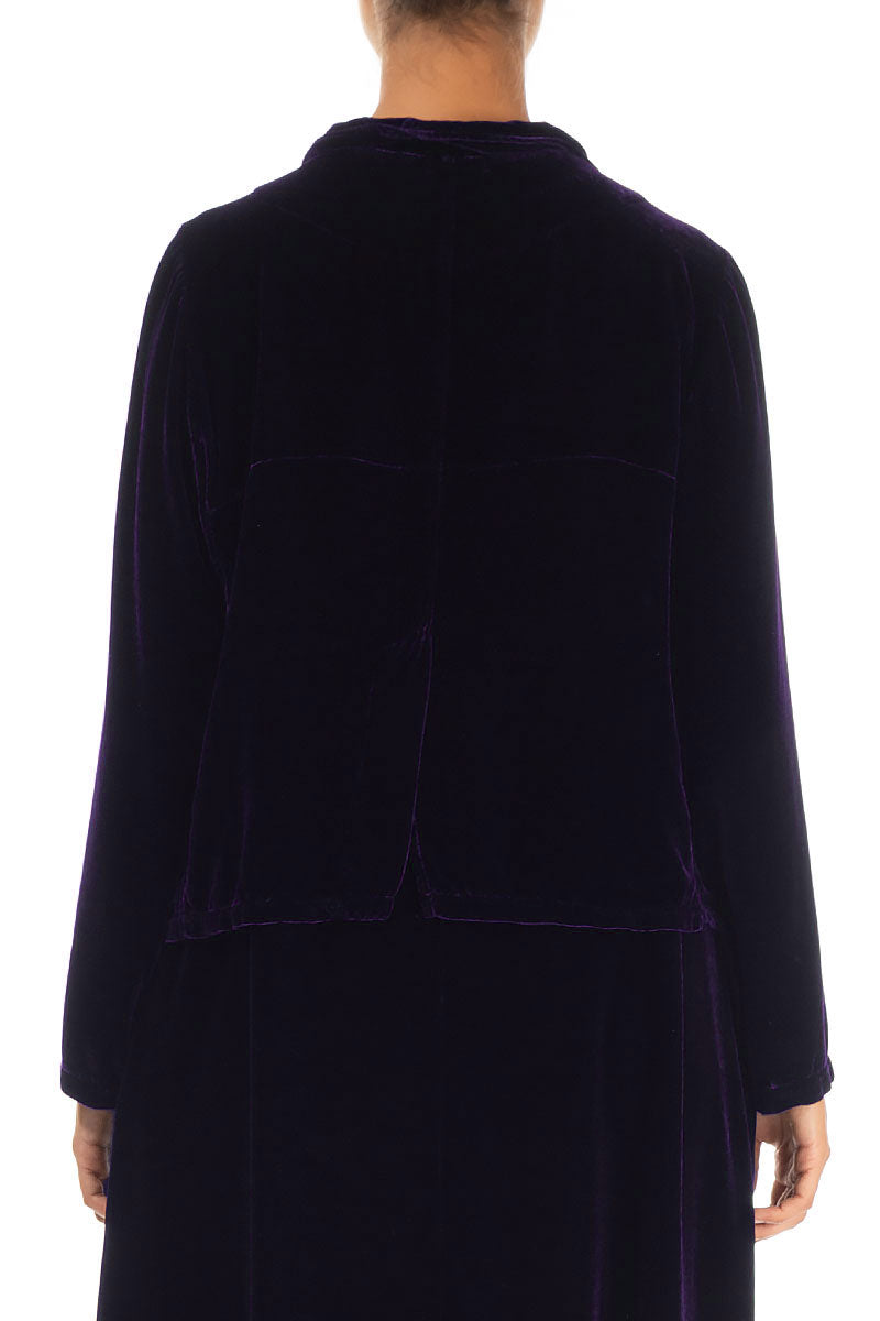 Buttoned Royal Purple Silk Velvet Jacket 2