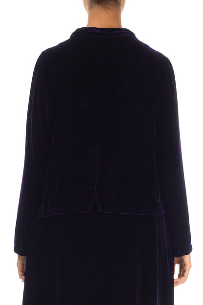 Buttoned Royal Purple Silk Velvet Jacket 2