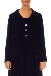 Buttoned Royal Purple Silk Velvet Jacket 1