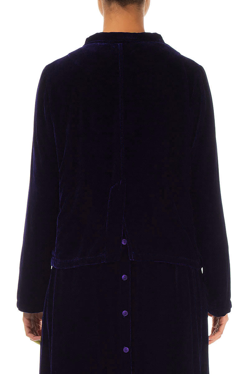 Buttoned Royal Purple Silk Velvet Jacket 2