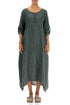 Buttoned Sage Check Linen Dress 1