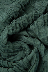 Buttoned Sage Crinkled Silk Linen Dress 7