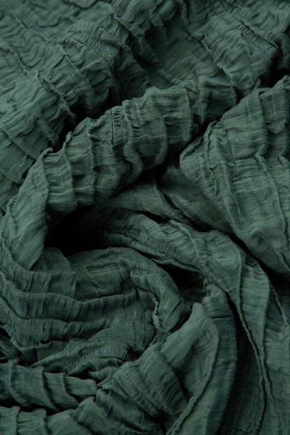 Buttoned Sage Crinkled Silk Linen Dress 7