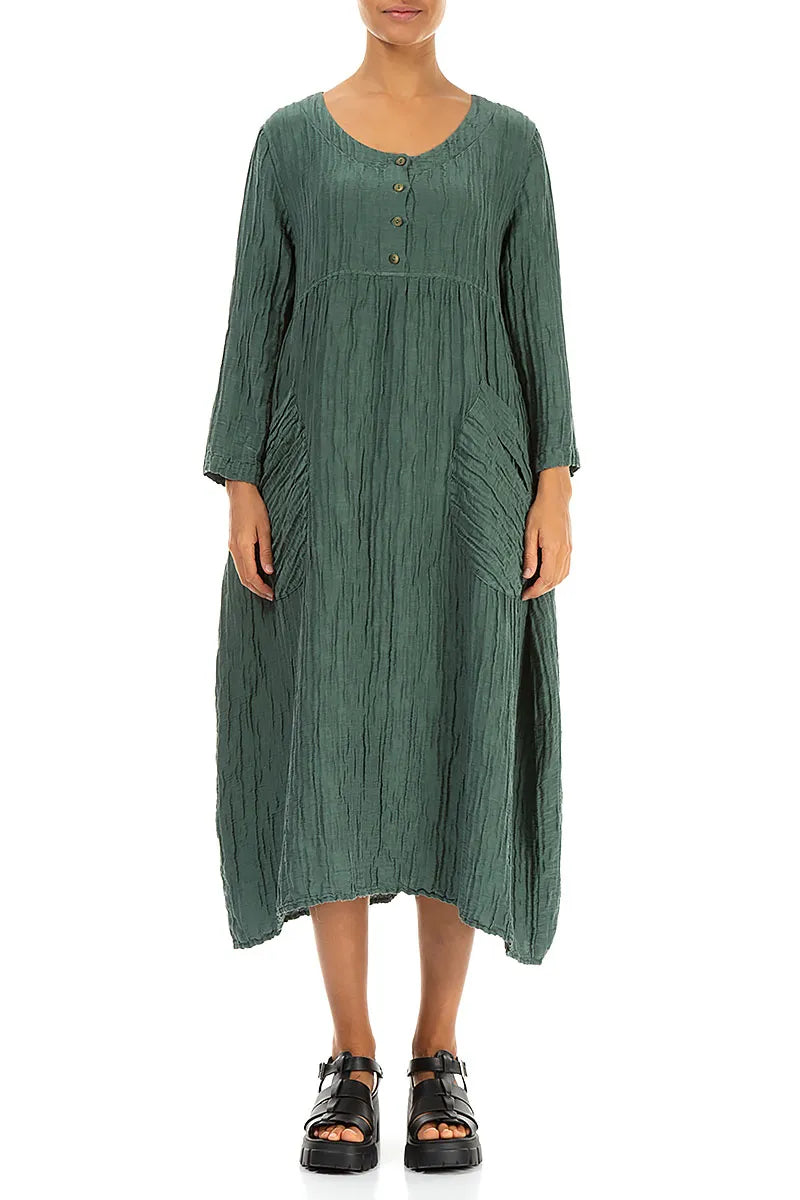 Buttoned Sage Crinkled Silk Linen Dress grizas.com Buttoned Sage Crinkled Silk Linen Dress grizas.com