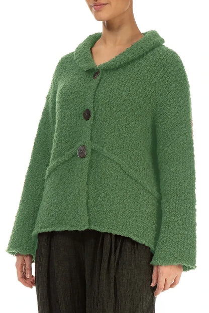 Buttoned Sage Green Alpaca Wool Cardigan 3