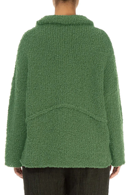 Buttoned Sage Green Alpaca Wool Cardigan 2