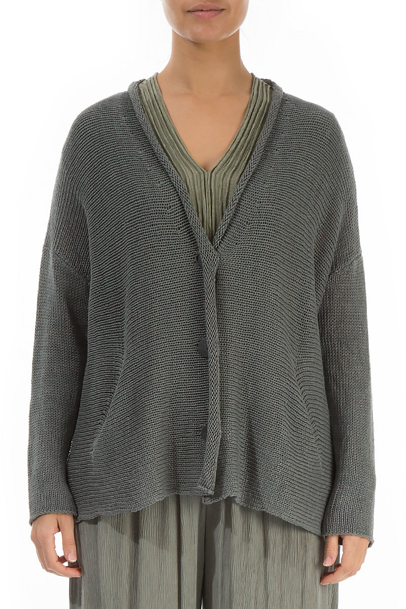 Buttoned Sage Linen Cardigan