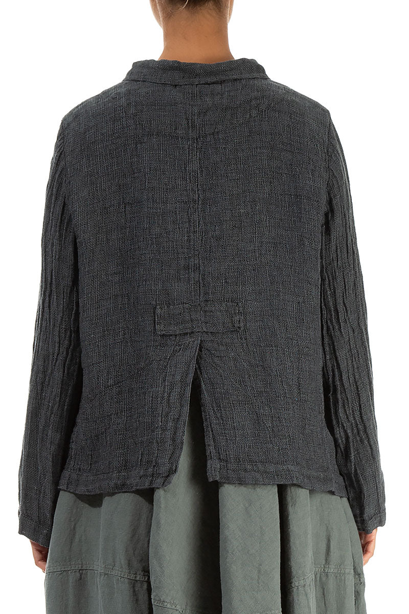 Buttoned Sage Mélange Linen Jacket