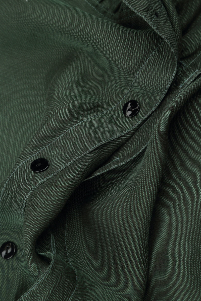 Veste boutonnée en soie et coton sauge