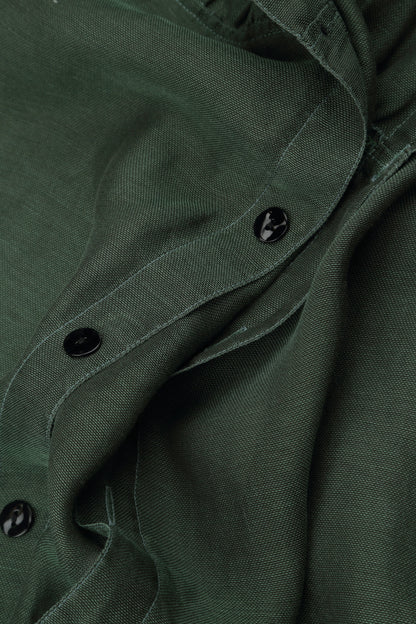 Veste boutonnée en soie et coton sauge