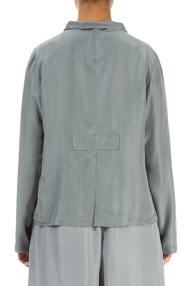 Buttoned Sage Silk Jacket