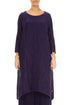 Buttoned Sides Crinkled Royal Purple Silk Linen Tunic 1